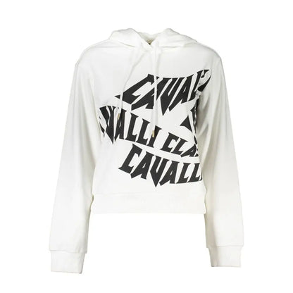 Hvid Cavalli Class bomuldssweater med sort lettering, 100% originale brands
