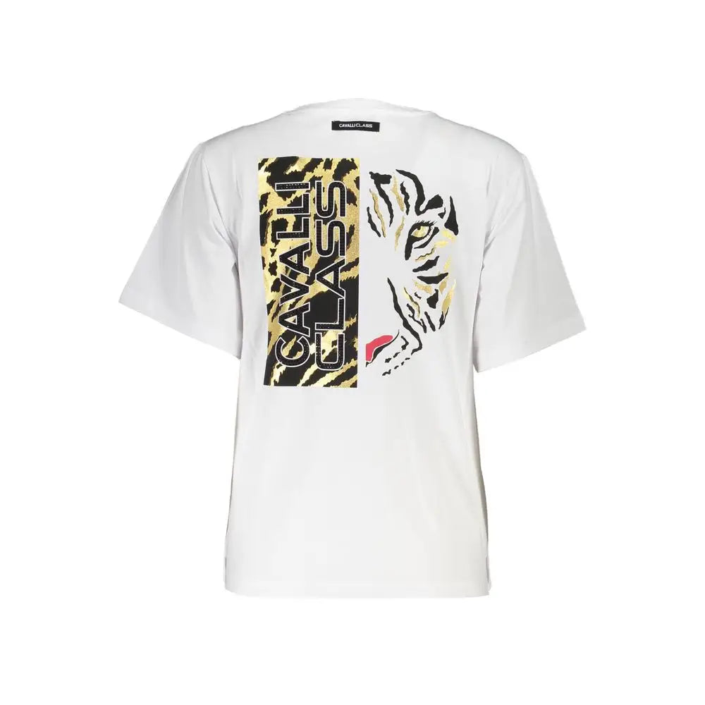 Cavalli Class hvide t-shirt med tiger og leopardprint