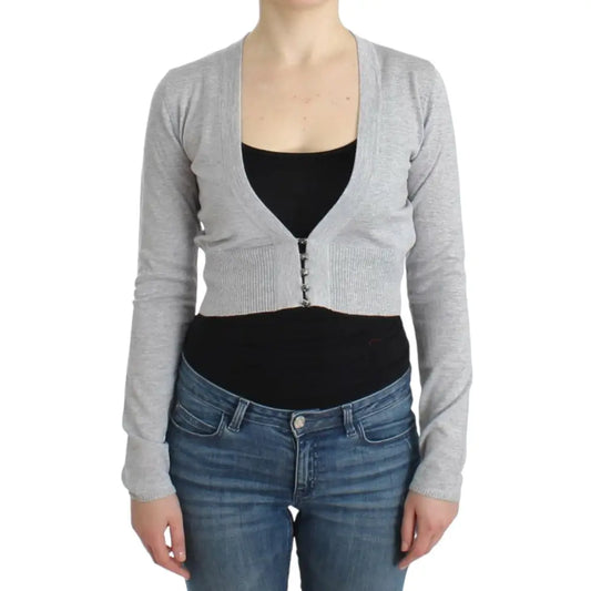 Cavalli Gray cropped wool cardigan
