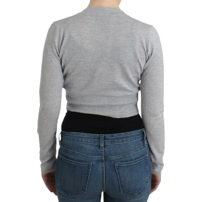 Cavalli Gray cropped wool cardigan