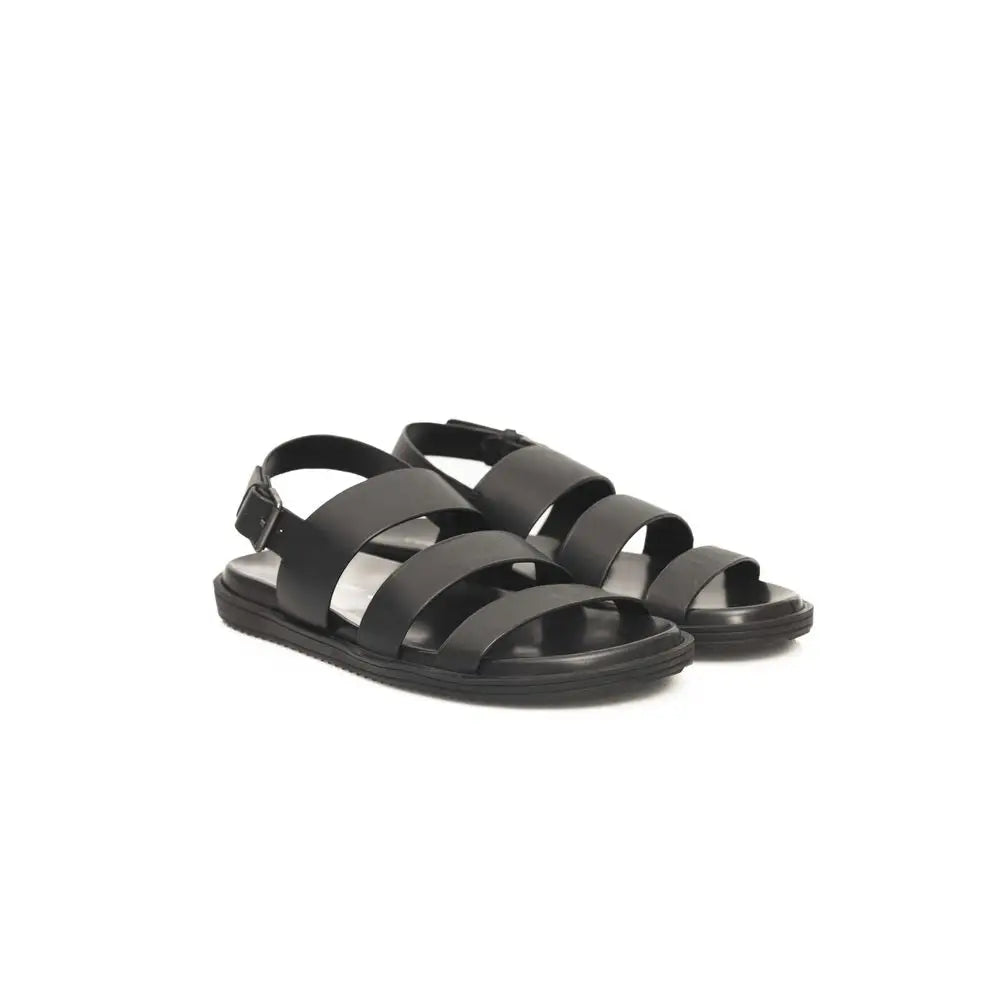 Cerruti 1881 Black Leather Men Sandal