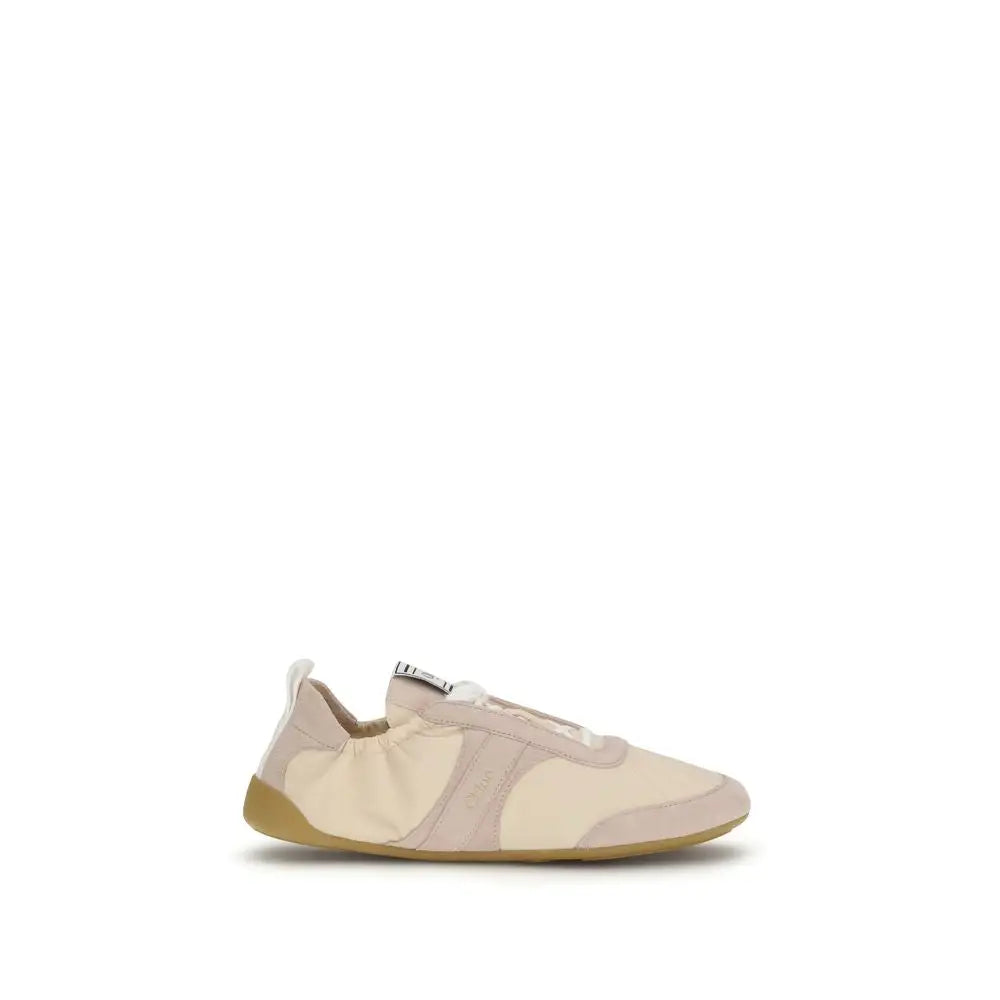 Chloés beige nylon athletic sneakers med blød, fleksibel design og subtile kontrastpaneler