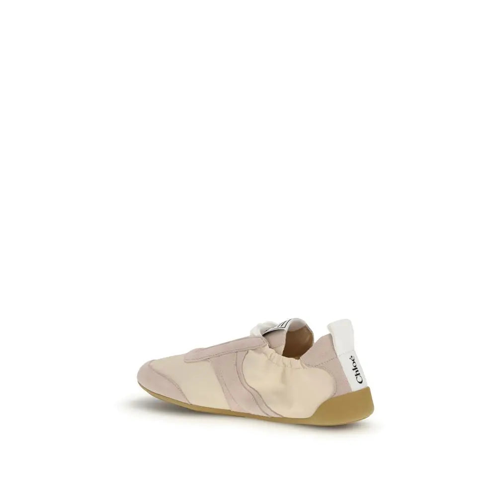 Chloés beige nylon athletic sneakers med blød, rynket design