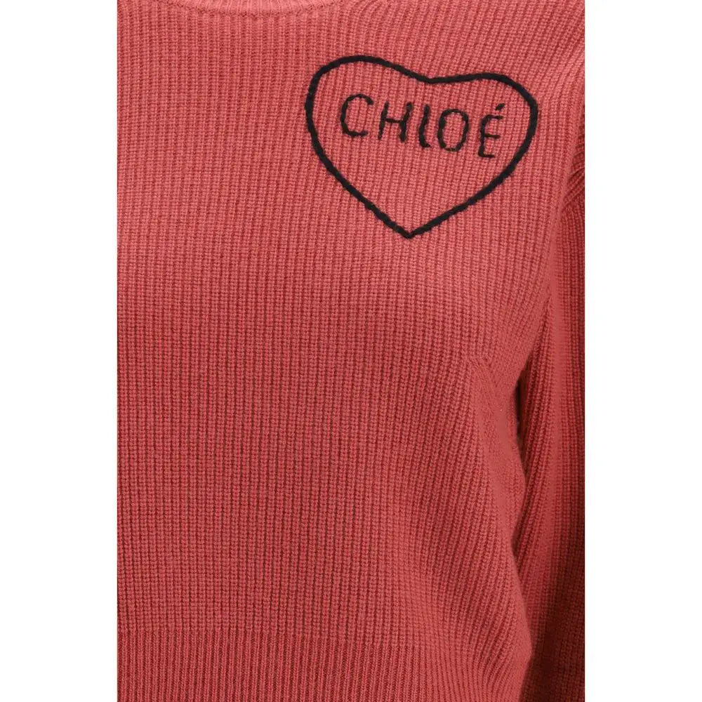Chloé multicolor wool sweatshirt med sort hjertebroderi