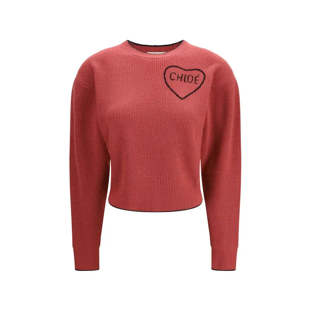 Chloé multicolor wool sweatshirt med sort hjertebroderi