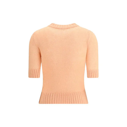 Chloé orange alpaca ribbed knit sweater med trekvart ærmer