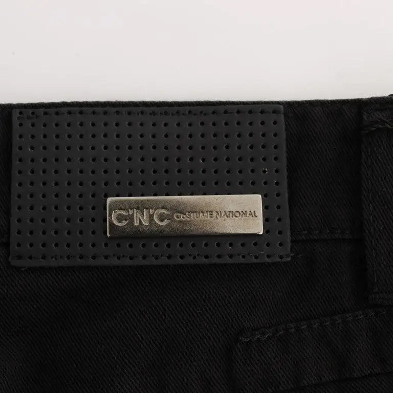 Costume National Black Cotton Slim Fit Bootcut Jeans