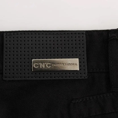 Costume National Black Cotton Slim Fit Bootcut Jeans