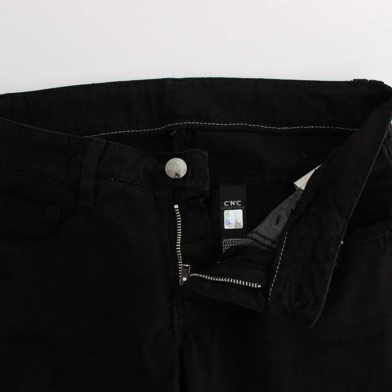 Costume National Black Cotton Slim Fit Bootcut Jeans