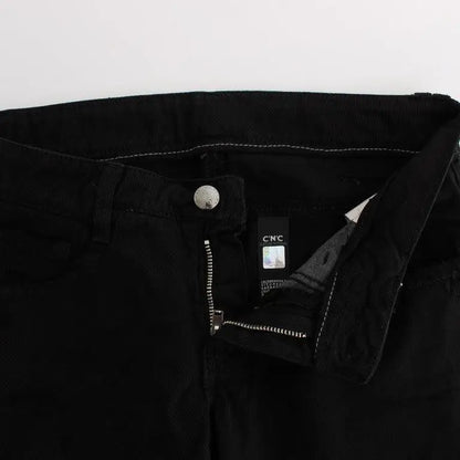 Costume National Black Cotton Slim Fit Bootcut Jeans