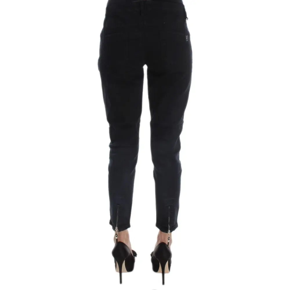 Costume National Black Cotton Slim Fit Cropped Jeans