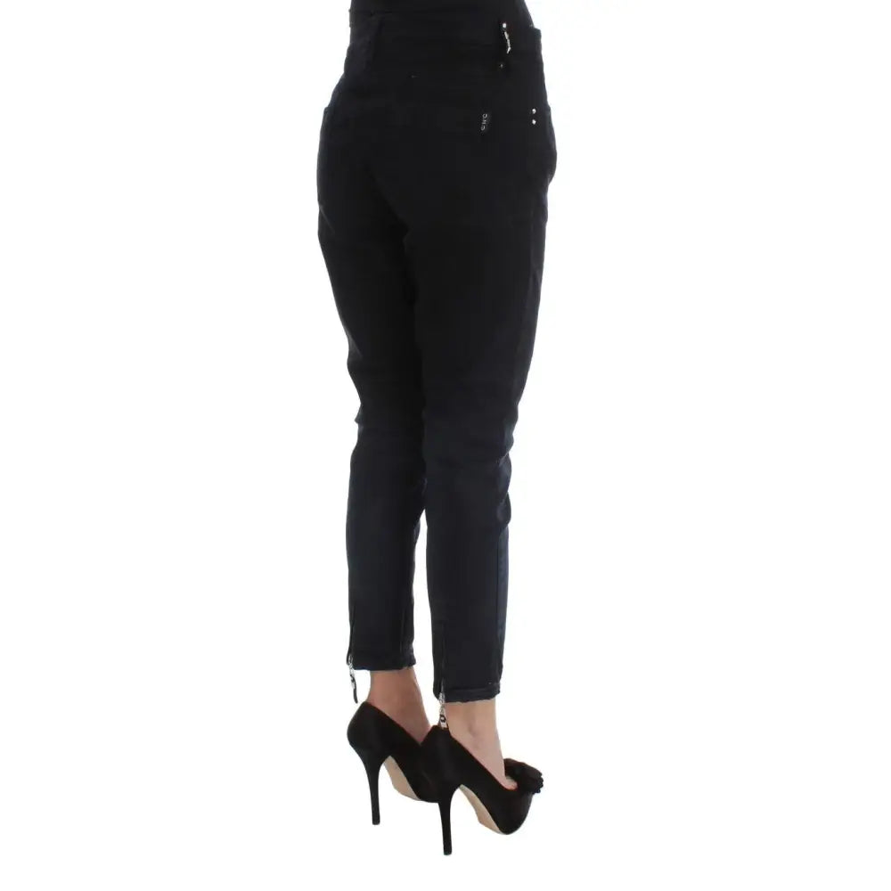 Costume National Black Cotton Slim Fit Cropped Jeans