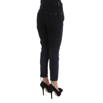 Costume National Black Cotton Slim Fit Cropped Jeans