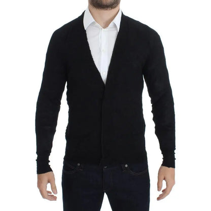 Costume National Black Fine Wool Button Cardigan