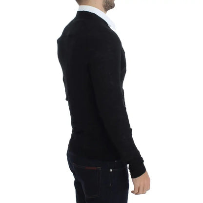Costume National Black Fine Wool Button Cardigan