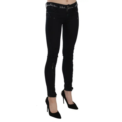 Costume National Black Low Waist Zipper Leg Skinny Denim Jeans - 26 - Jeans