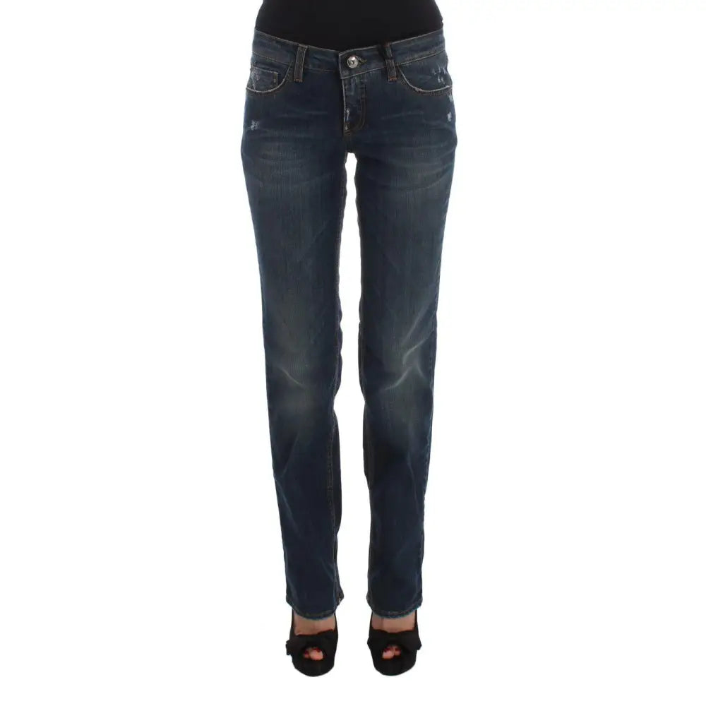 Costume National Blue Cotton Blend Bootcut Jeans