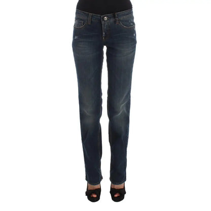 Costume National Blue Cotton Blend Bootcut Jeans