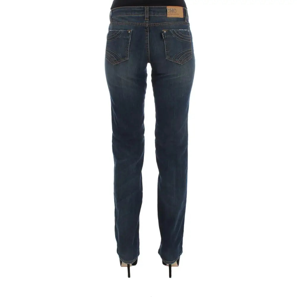Costume National Blue Cotton Blend Bootcut Jeans