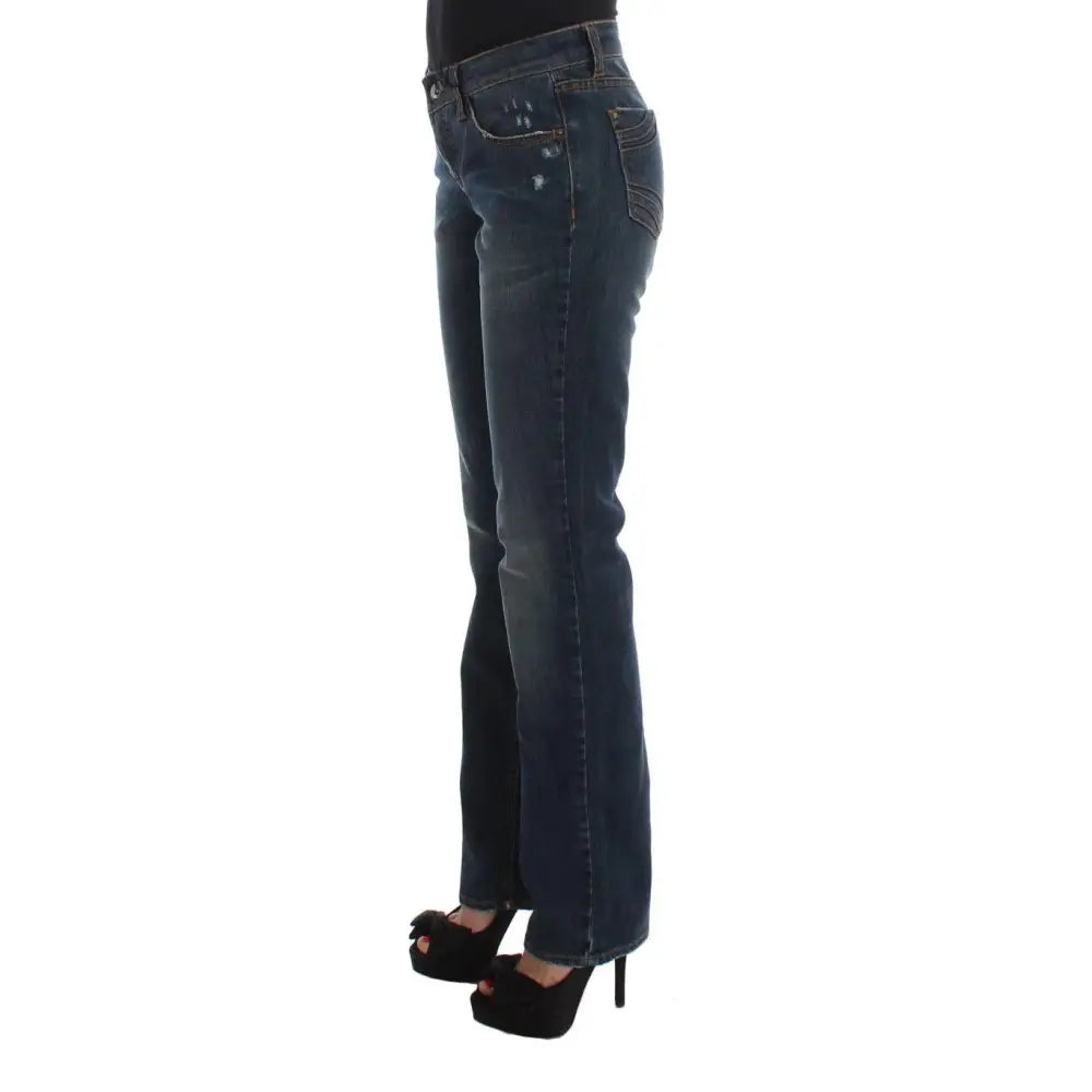 Costume National Blue Cotton Blend Bootcut Jeans