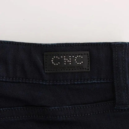 Costume National Blue Cotton Blend Slim Fit Jeans