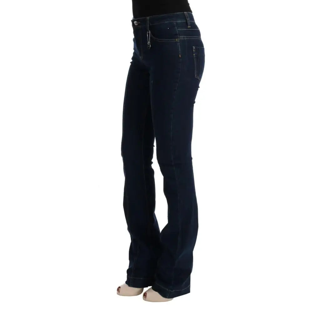 Costume National Blue Cotton Bootcut Flared Jeans