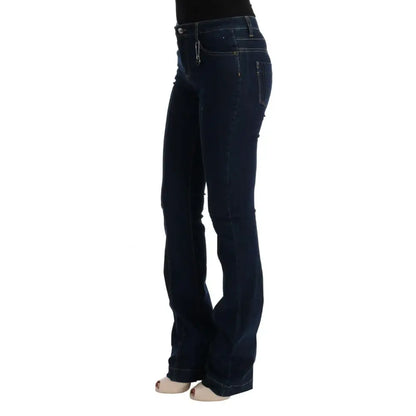 Costume National Blue Cotton Bootcut Flared Jeans