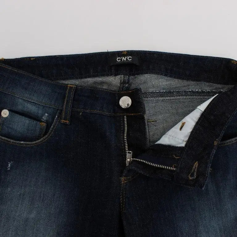 Costume National Blue Cotton Slim Fit Bootcut Jeans