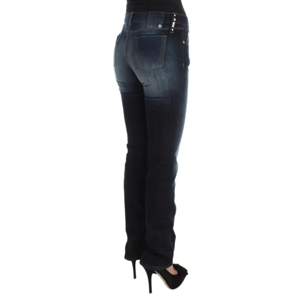 Costume National Blue Cotton Slim Fit Bootcut Jeans