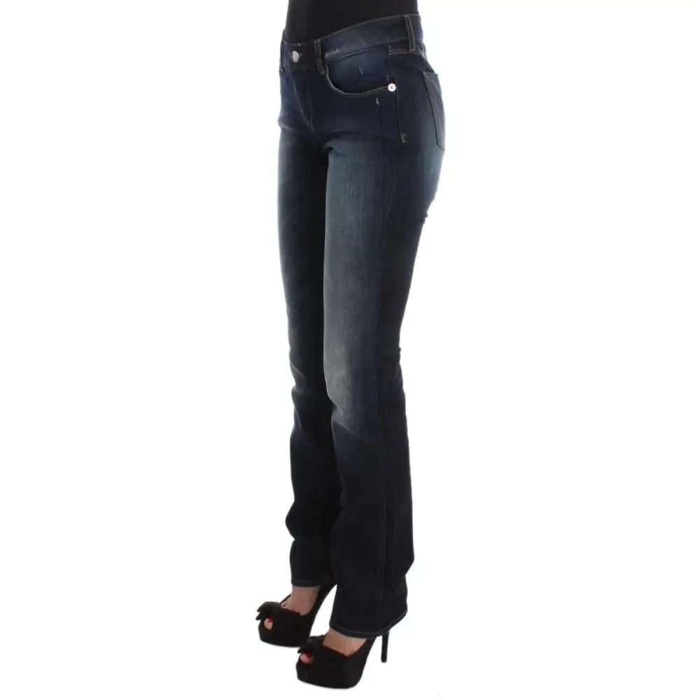 Costume National Blue Cotton Slim Fit Bootcut Jeans