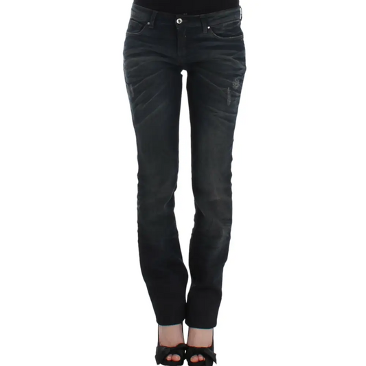 Costume National Blue sorte skinny jeans i sort denim med slim fit og distressed detaljer