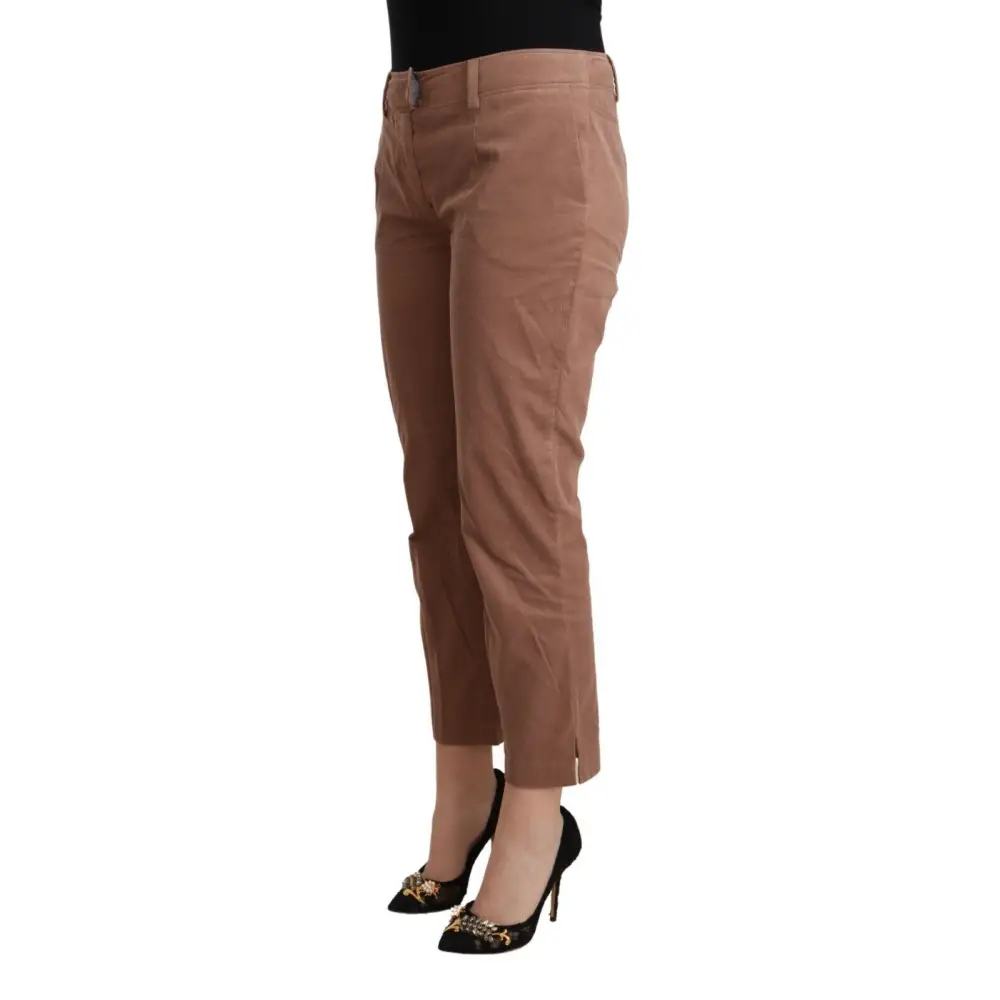 Costume National Brown Cotton Tapered Cropped Pants - Bukser