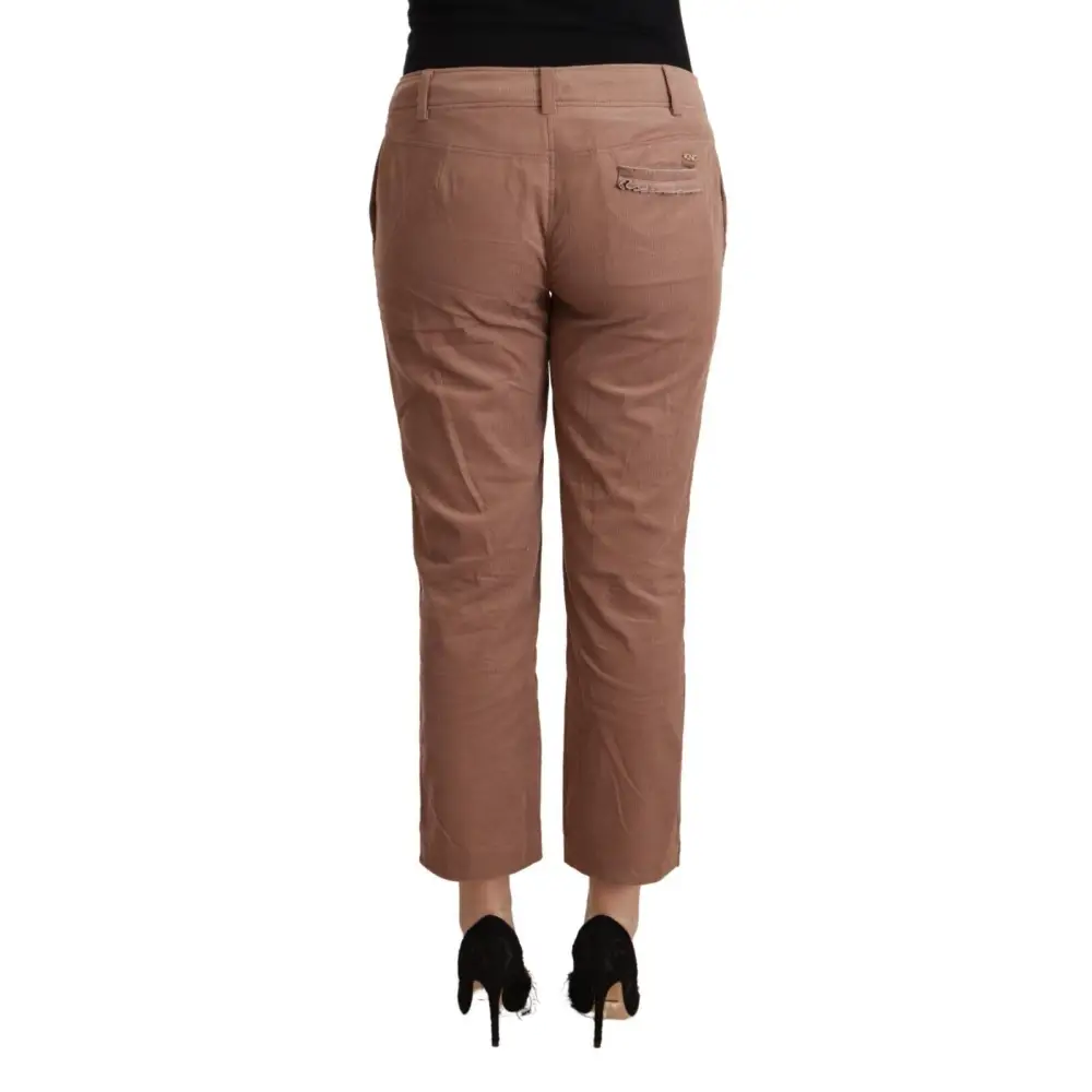Costume National Brown Cotton Tapered Cropped Pants - Bukser