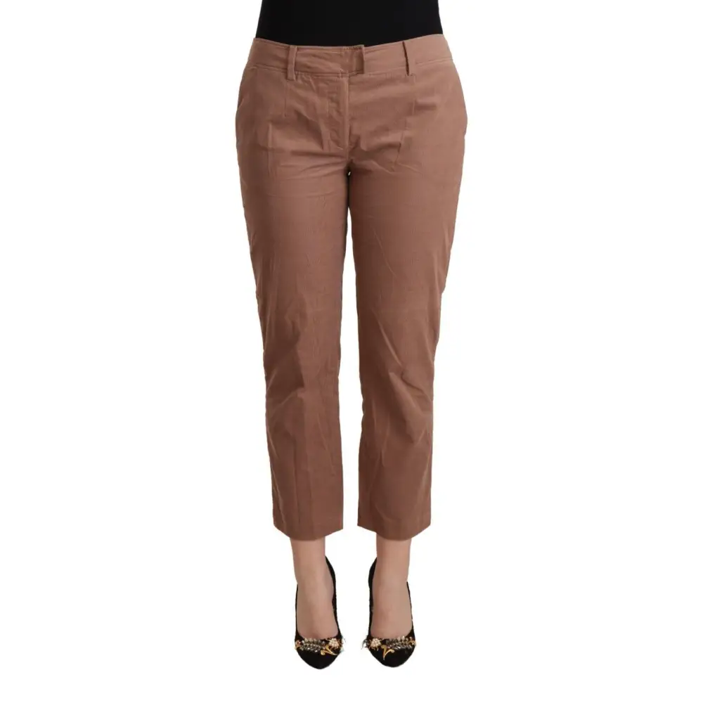 Costume National Brown Cotton Tapered Cropped Pants - Bukser