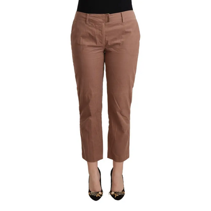 Costume National Brown Cotton Tapered Cropped Pants - Bukser