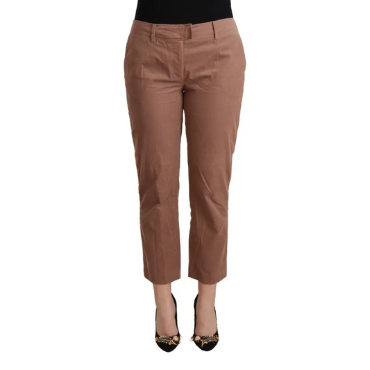Costume National Brown Cotton Tapered Cropped Pants - Bukser