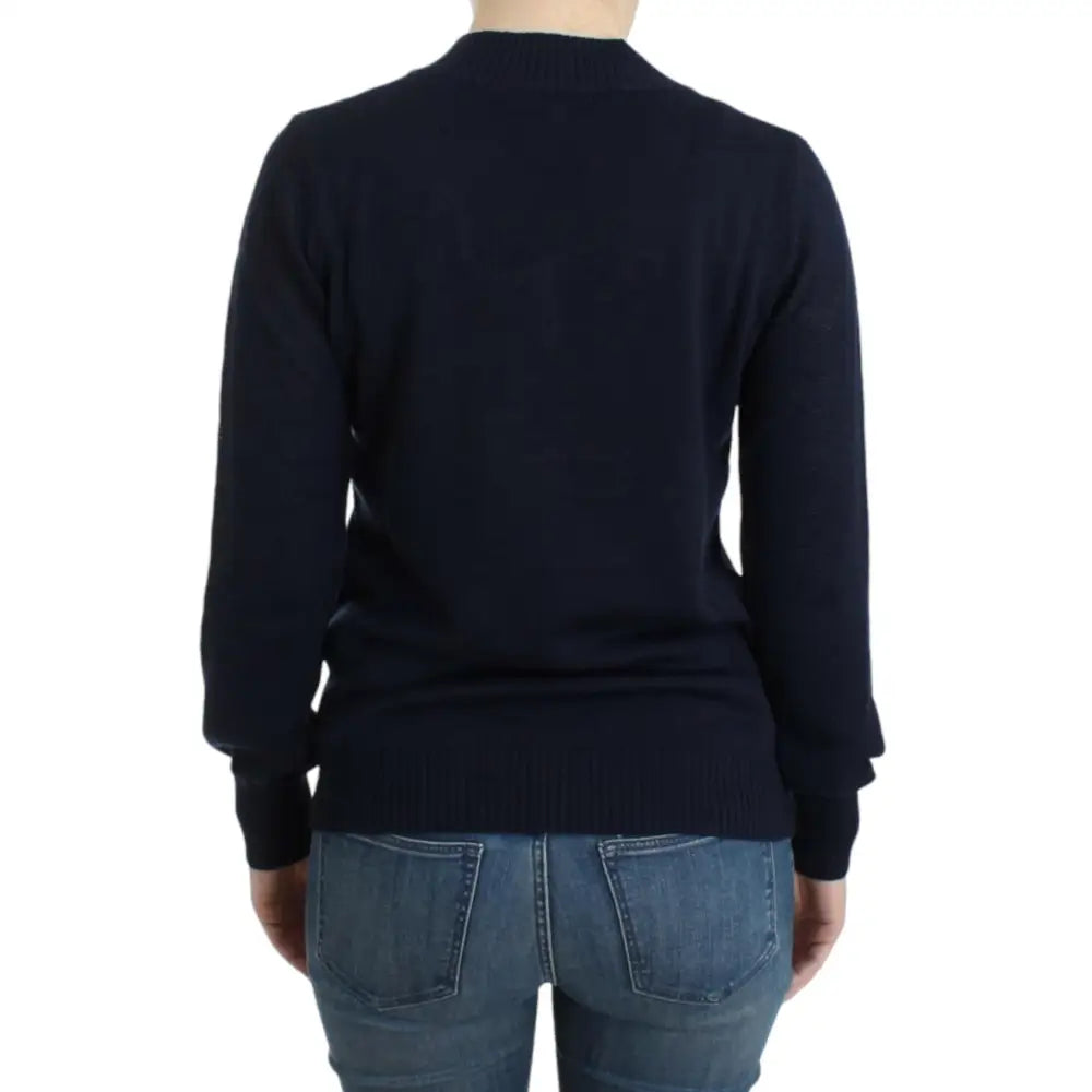 Costume National Dark blue V-neck wool sweater
