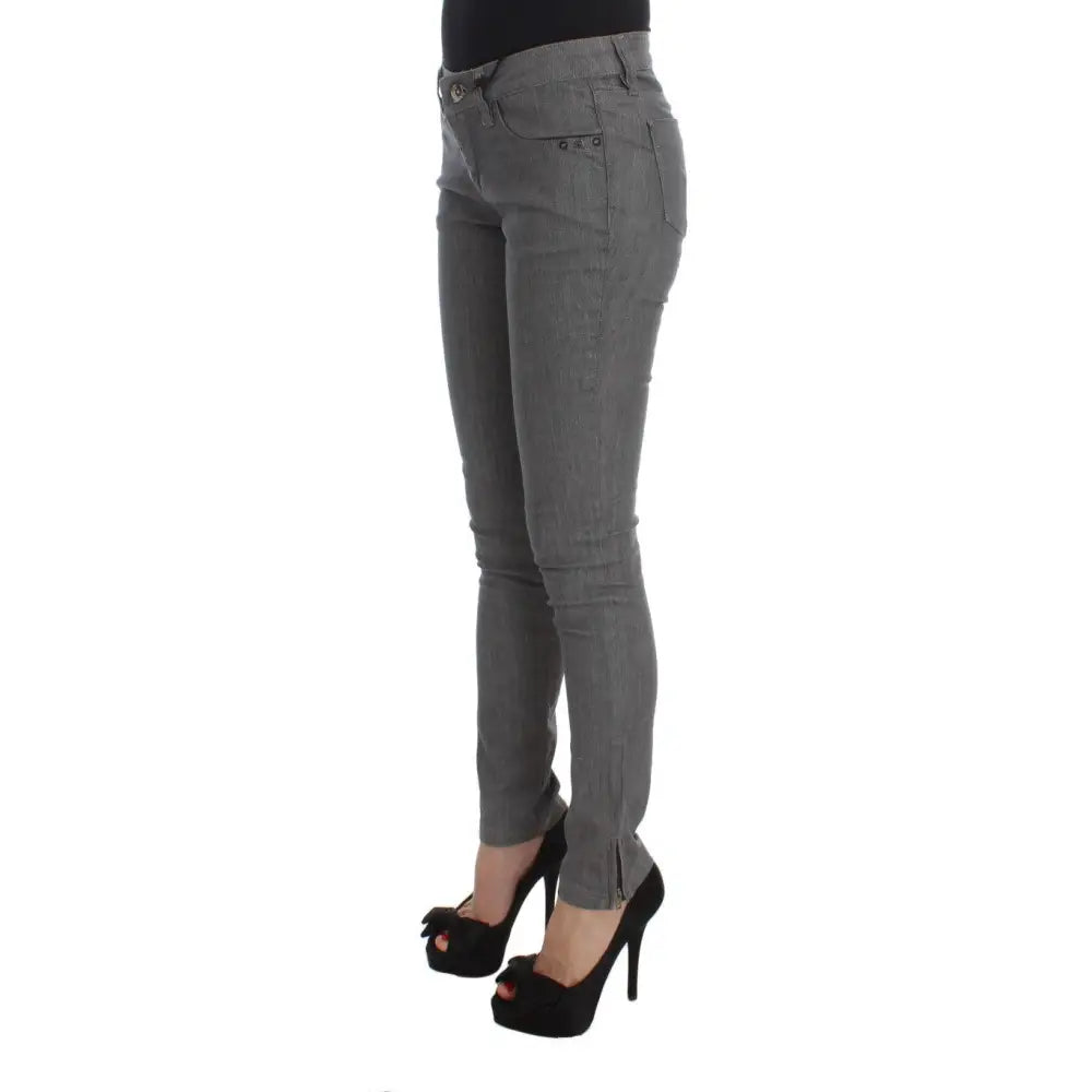 Costume National Gray Cotton Blend Slim Fit Jeans