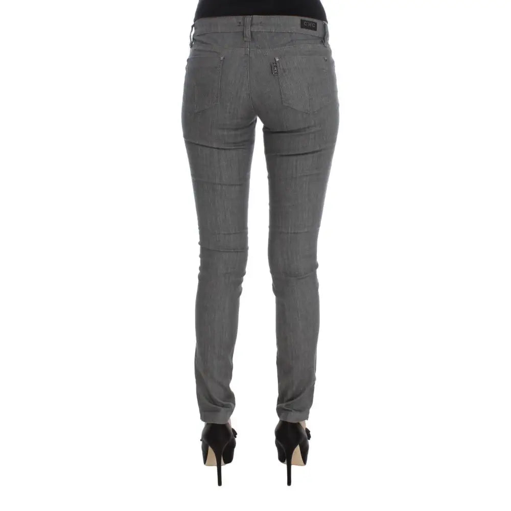 Costume National Gray Cotton Blend Slim Fit Jeans