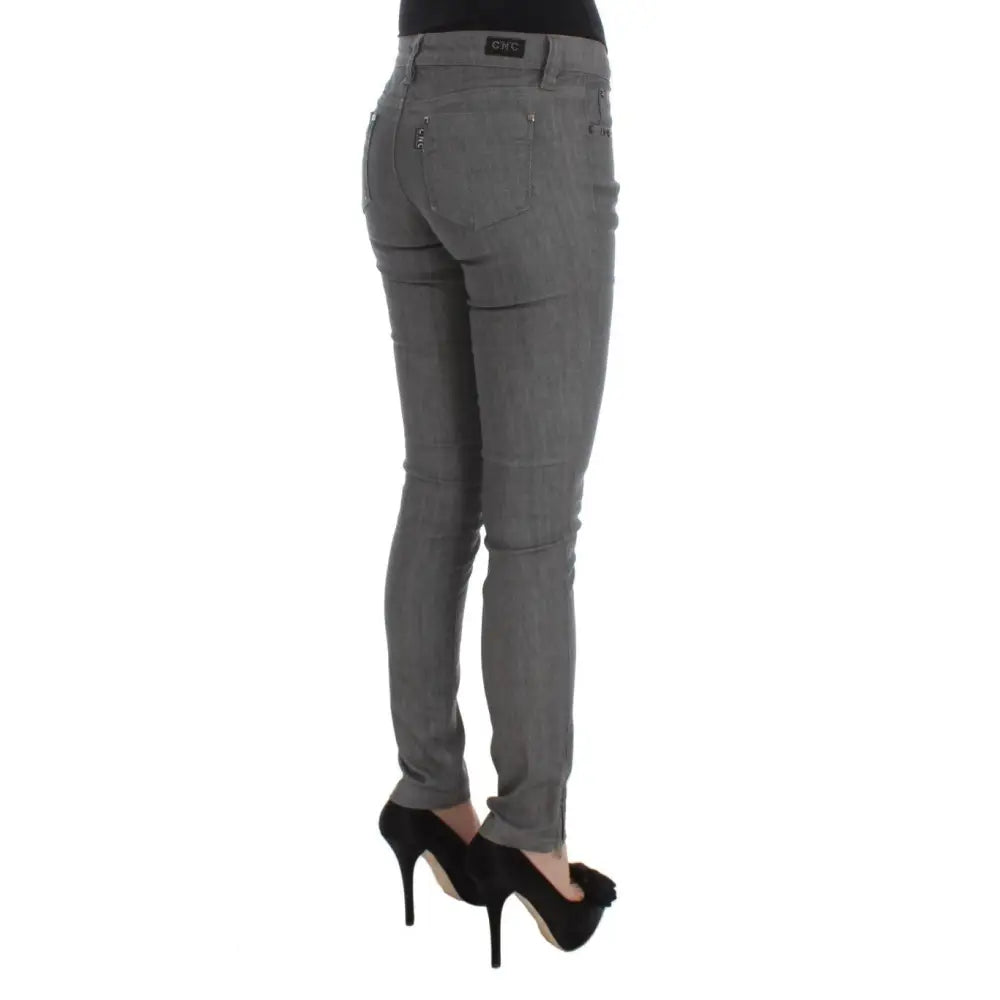 Costume National Gray Cotton Blend Slim Fit Jeans
