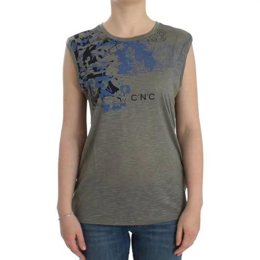 Costume National Gray print sleeveless t-shirt
