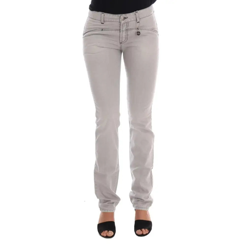 Costume National Gray Wash Cotton Slim Jeans