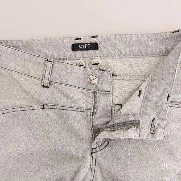 Costume National Gray Wash Cotton Slim Jeans