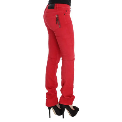 Costume National Red Cotton Blend Super Slim Fit Jeans