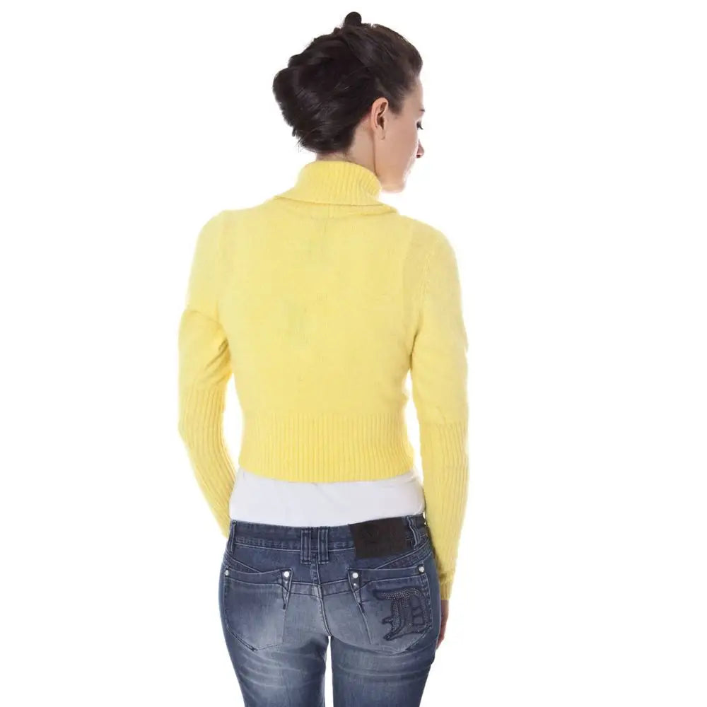 Levende gul Datch yellow wool sweater med ribbet tekstur og lange ærmer