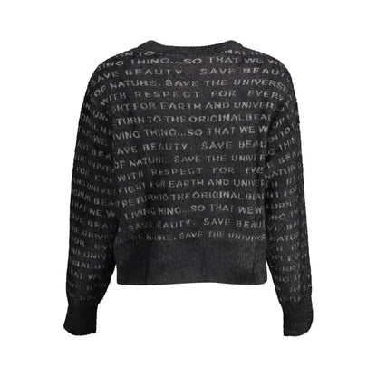 Desigual black polyester sweater med grå tekstdesign