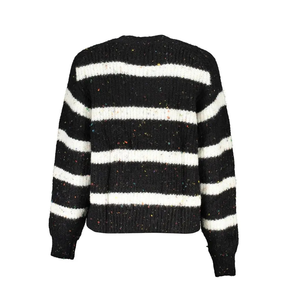 Desigual sort-hvid stribet polyester sweater med prikket tekstur