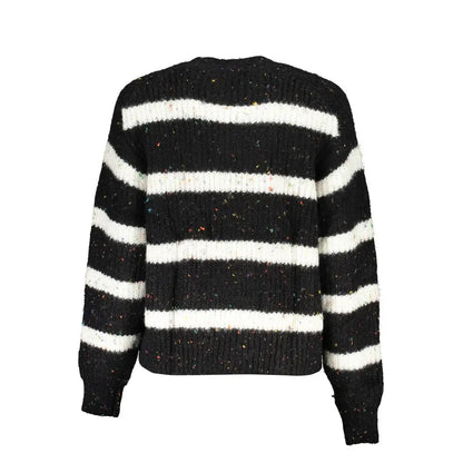 Desigual sort-hvid stribet polyester sweater med prikket tekstur