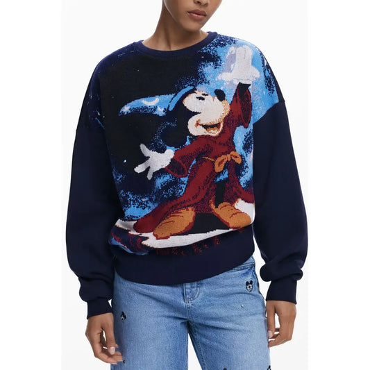 Desiguals blå bomulds sweater med Mickey Mouse Sorcerer’s Apprentice-motiv