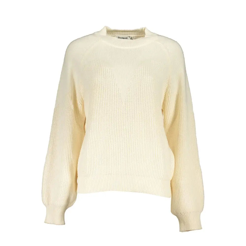 Desigual hvid polyester sweater, outlet mærkevarer, spar 30-70%